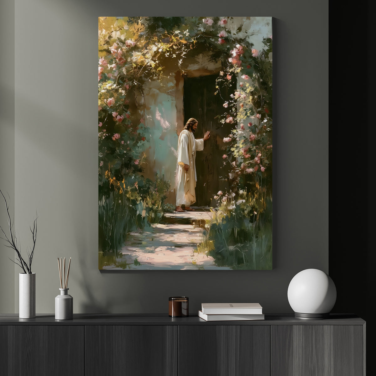 Jesus Canvas Painting, Jesus Knocking At The Door Wall Art Decor, Poster Gift For Christians