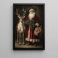 Christmas Santa Claus And Reindeer Canvas Painting, Santa's Faithful Companion Wall Art Decor, Xmas Poster Gift For Reindeer Lover