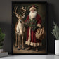 Christmas Santa Claus And Reindeer Canvas Painting, Santa's Faithful Companion Wall Art Decor, Xmas Poster Gift For Reindeer Lover