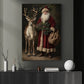 Christmas Santa Claus And Reindeer Canvas Painting, Santa's Faithful Companion Wall Art Decor, Xmas Poster Gift For Reindeer Lover