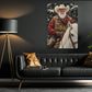 Christmas Cowboy Canvas Painting, Santa Riding White Horse Wall Art Decor, Xmas Poster Gift For Cowboys