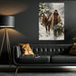 Christmas Santa Cowboy Canvas Painting, Cowboy And Horse Bringing Home Wall Art Decor, Xmas Poster Gift For Cowboys