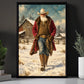 Western Christmas Cowboy Canvas Painting, Howdy Christmas Cowboy Santa Wall Art Decor, Xmas Poster Gift For Cowboys