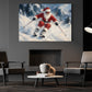 Christmas Santa Claus Skiing Canvas Painting, Santa Hits The Slopes Wall Art Decor, Xmas Poster Gift For Skiing Lover
