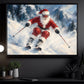 Christmas Santa Claus Skiing Canvas Painting, Santa Hits The Slopes Wall Art Decor, Xmas Poster Gift For Skiing Lover