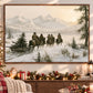 Western Christmas Cowboy Canvas Painting, Cowboys Riding Horses Through Snowy Mountains Wall Art Decor, Xmas Poster Gift For Cowboys