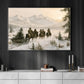 Western Christmas Cowboy Canvas Painting, Cowboys Riding Horses Through Snowy Mountains Wall Art Decor, Xmas Poster Gift For Cowboys
