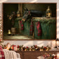 Christmas Horse Canvas Painting, Horses In Barn With Red Plaid Stockings Wall Art Decor, Xmas Poster Gift For Equestrian Horse Lover