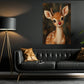 Christmas Rudolph Reindeer Canvas Painting, Red Nose Baby Deer Wall Art Decor, Xmas Poster Gift For Reindeer Lover