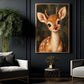 Christmas Rudolph Reindeer Canvas Painting, Red Nose Baby Deer Wall Art Decor, Xmas Poster Gift For Reindeer Lover