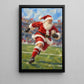 Christmas Santa Claus Rugby Canvas Painting, Santa Playing Rugby Sport Oil Painting Wall Art Decor, Xmas Poster Gift For Rugby Lover