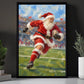 Christmas Santa Claus Rugby Canvas Painting, Santa Playing Rugby Sport Oil Painting Wall Art Decor, Xmas Poster Gift For Rugby Lover
