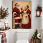Funny Christmas Toilet Santa and Mrs Claus Canvas Painting, Santa's In Trouble Again Bathroom Wall Art Decor, Xmas Restroom Poster Gift