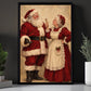 Funny Christmas Toilet Santa and Mrs Claus Canvas Painting, Santa's In Trouble Again Bathroom Wall Art Decor, Xmas Restroom Poster Gift