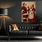 Funny Christmas Toilet Santa and Mrs Claus Canvas Painting, Santa's In Trouble Again Bathroom Wall Art Decor, Xmas Restroom Poster Gift