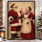 Funny Christmas Toilet Santa and Mrs Claus Canvas Painting, Santa's In Trouble Again Bathroom Wall Art Decor, Xmas Restroom Poster Gift