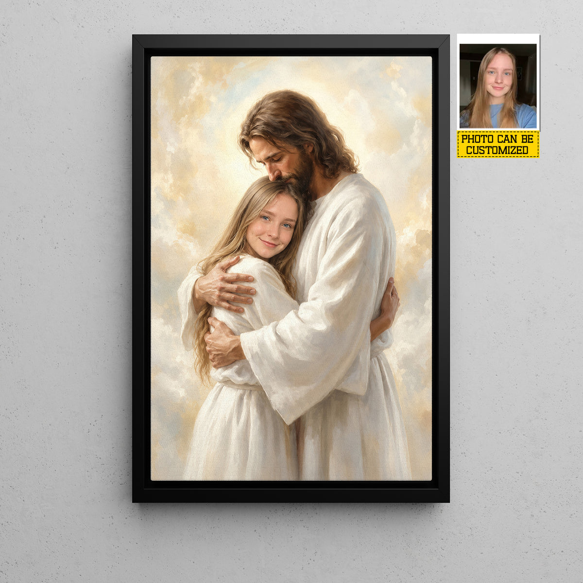 Personalized Jesus Hugging You Canvas Painting, In The Arms Of Jesus Wall Art Decor, Poster Gift For Christians