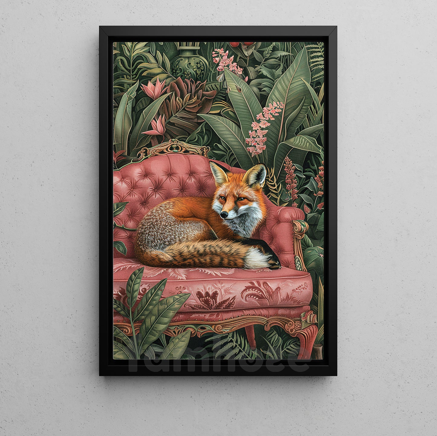 Relaxing Fox Canvas Painting, The Velvet Fox Wall Art Decor, Poster Gift For Fox Lovers