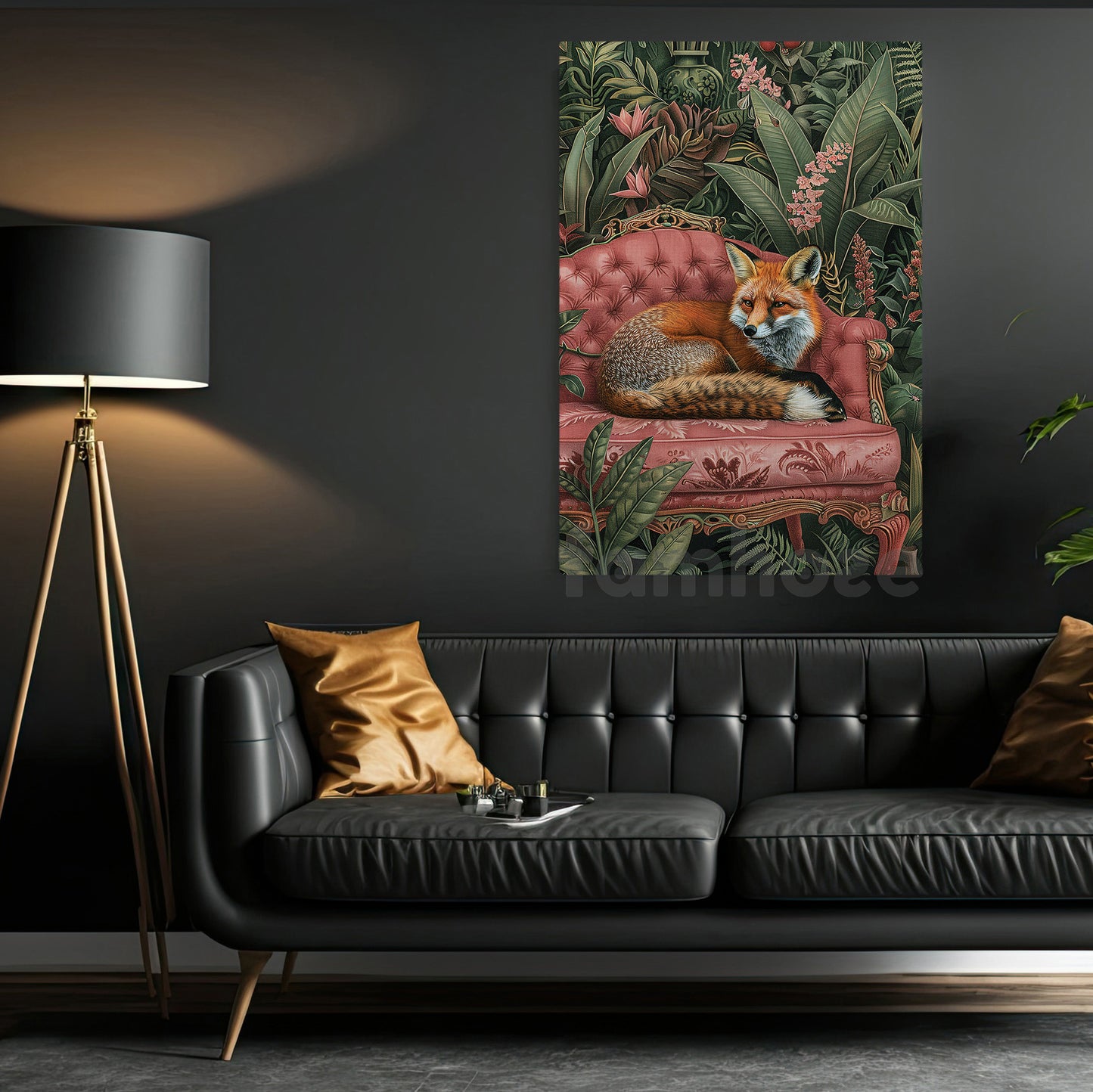 Relaxing Fox Canvas Painting, The Velvet Fox Wall Art Decor, Poster Gift For Fox Lovers