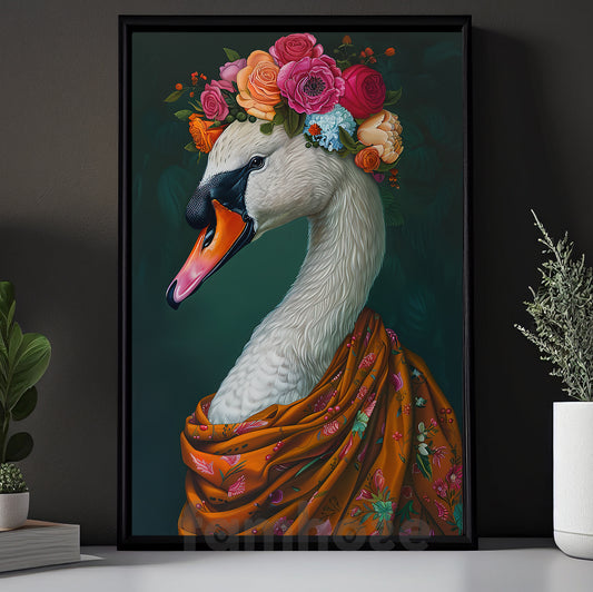 Victorian Swan Canvas Painting, The Regal Swan Wall Art Decor, Poster Gift For Swan Lovers