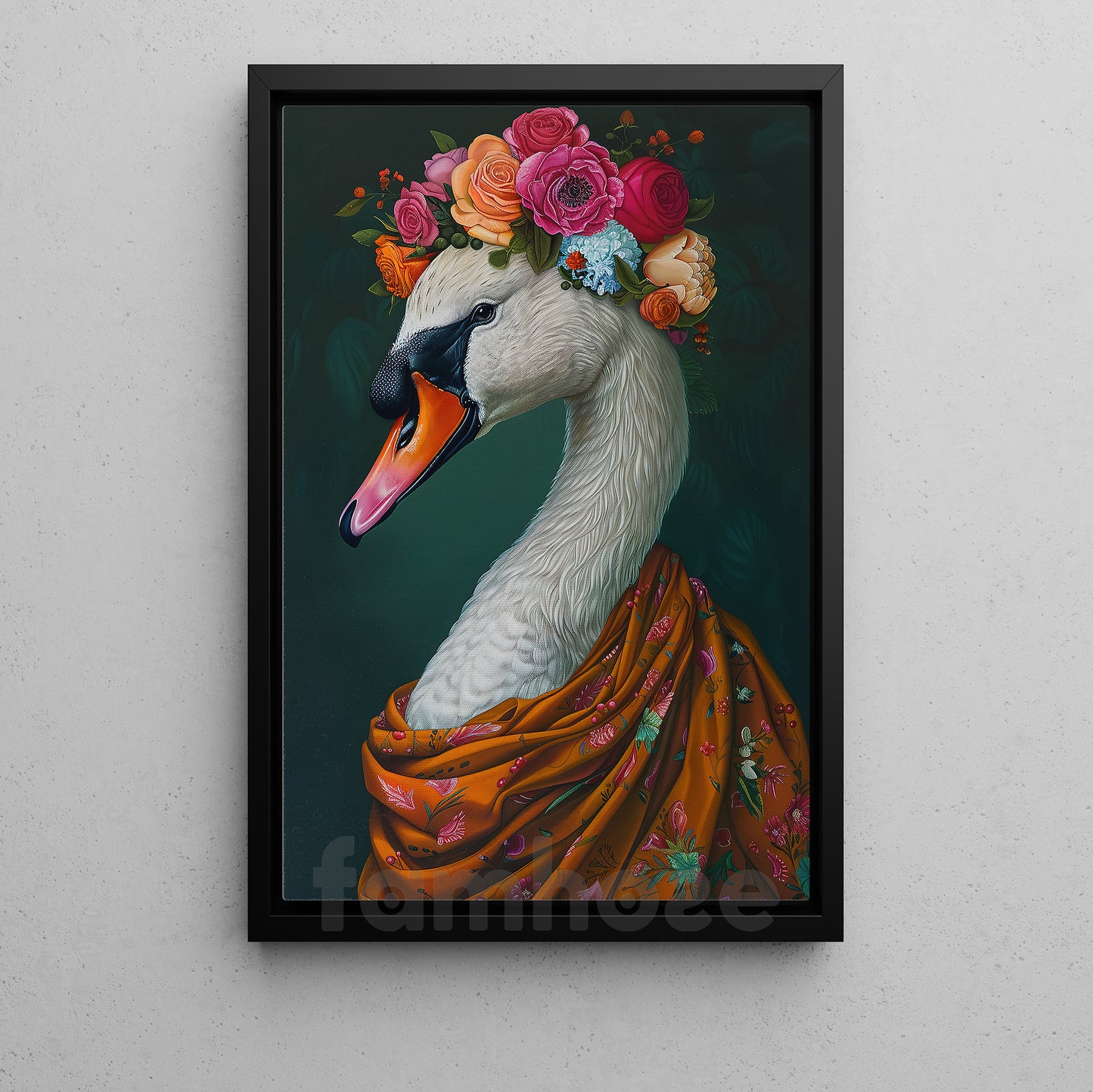 Victorian Swan Canvas Painting, The Regal Swan Wall Art Decor, Poster Gift For Swan Lovers