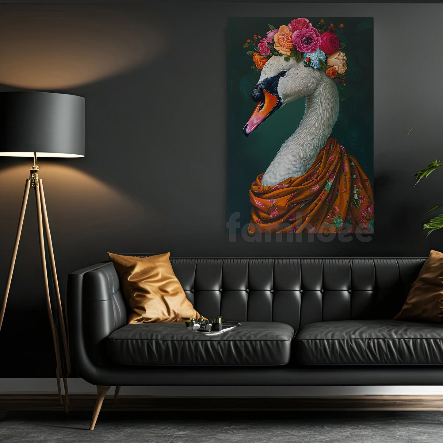 Victorian Swan Canvas Painting, The Regal Swan Wall Art Decor, Poster Gift For Swan Lovers