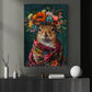 Floral Squirrel Canvas Painting, Elegant Squirrel In Floral Cloak Wall Art Decor, Poster Gift For Squirrel Lovers
