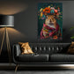 Floral Squirrel Canvas Painting, Elegant Squirrel In Floral Cloak Wall Art Decor, Poster Gift For Squirrel Lovers