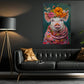 Floral Victorian Pig Canvas Painting, Victorian Animal Wall Art Decor, Poster Gift For Pig Lovers