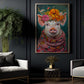 Floral Victorian Pig Canvas Painting, Victorian Animal Wall Art Decor, Poster Gift For Pig Lovers