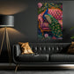 Peacock Canvas Painting, Elegant Peacock On Pink Sofa Wall Art Decor, Poster Gift For Peacock Lovers