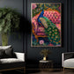 Peacock Canvas Painting, Elegant Peacock On Pink Sofa Wall Art Decor, Poster Gift For Peacock Lovers