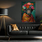 Floral Monkey Canvas Painting, Artistic Chimp Wall Art Decor, Poster Gift For Monkey Lovers