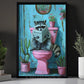 Funny Raccoon Bathroom Canvas Painting, Reading Raccoon Wall Art Decor, Poster Gift To Decor House Or Toilet