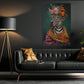 Regal Zebra Canvas Painting, The Floral Monarch Wall Art Decor, Poster Gift For Zebra Lovers