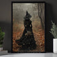 Halloween Witch Canvas Painting, Dark Earth Witch In Forest Spooky Season Wall Art Decor, Halloween Poster Gift For Witch Lover
