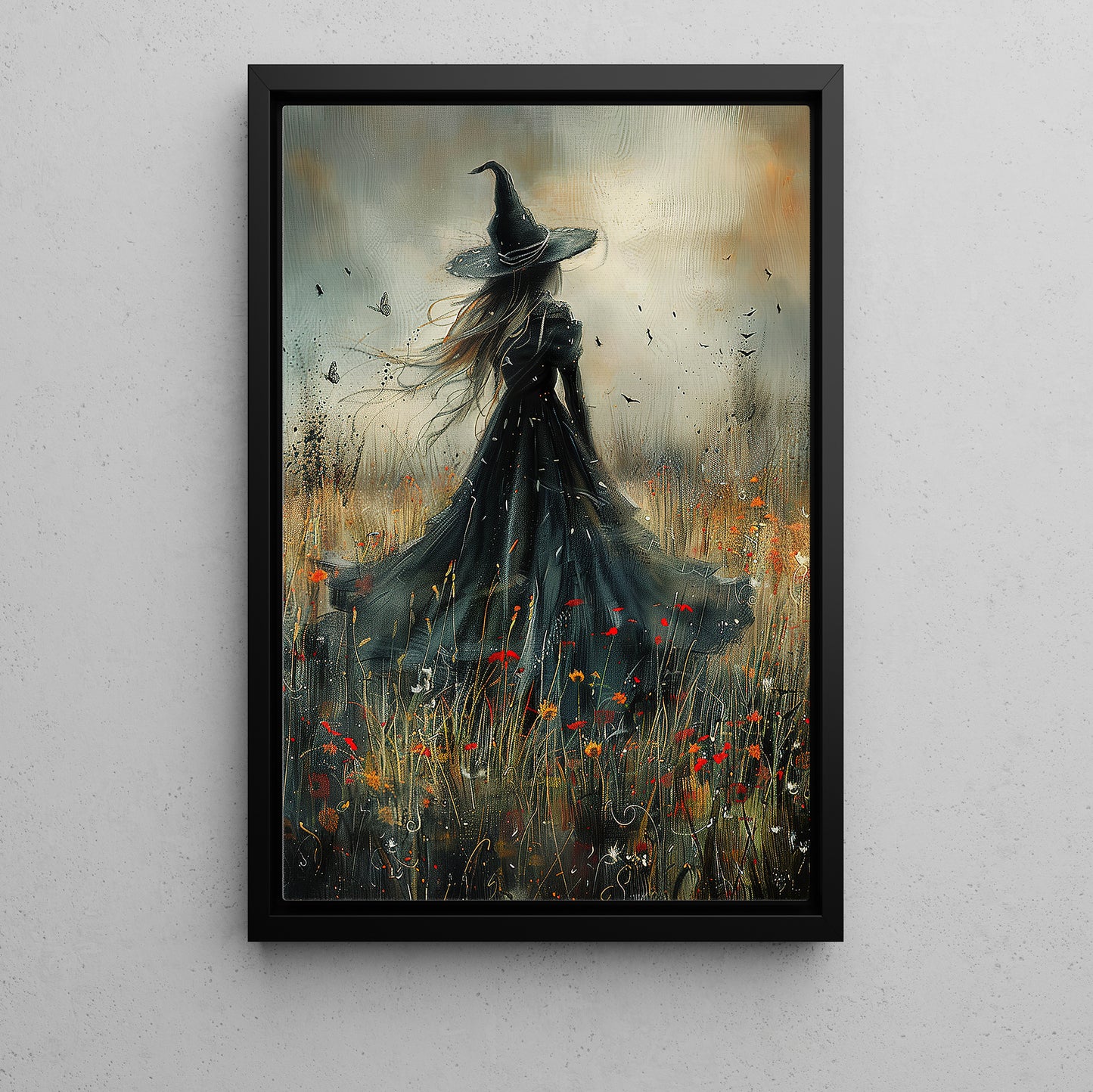 Through The Mystic Field, Witches Canvas Painting, Spooky Season Wall Art Decor, Halloween Poster Gift For Witch Lovers