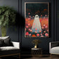 Halloween Boo Canvas Painting, Blooming Spirit Wall Art Decor, Spooky Season Poster Gift For Ghost Lovers