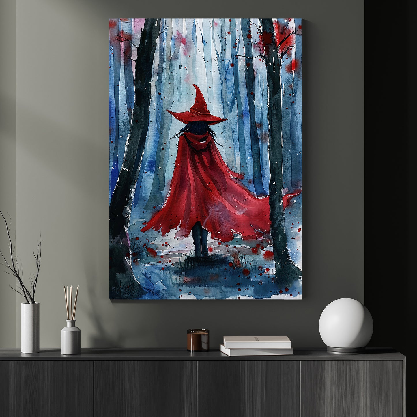 Whispers In The Blue Forest, Witches Canvas Painting, Spooky Season Wall Art Decor, Halloween Poster Gift For Witch Lovers