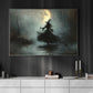 Whispers Of The Misty Moon, Witch Canvas Painting, Spooky Season Wall Art Decor, Halloween Poster Gift For Witch Lovers