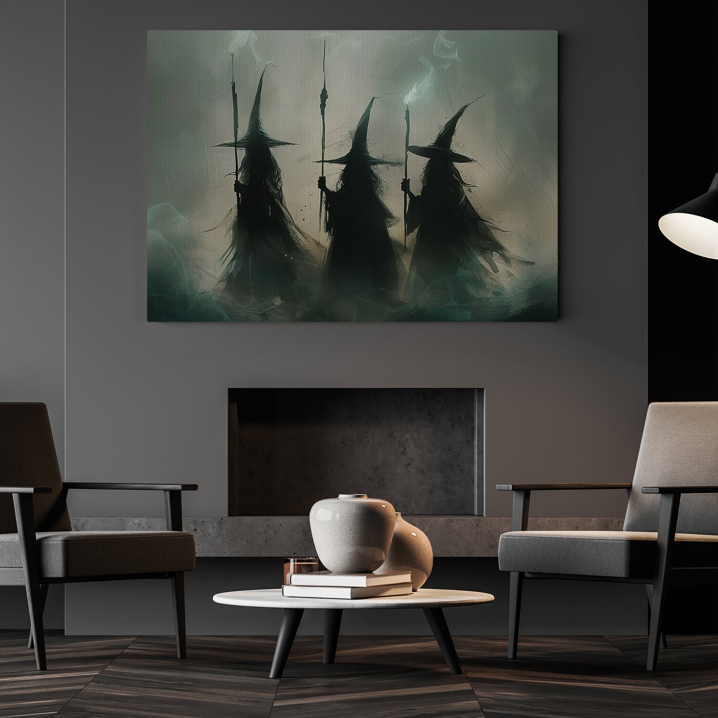 Witches' Conclave, Witch Canvas Painting, Spooky Season Wall Art Decor, Halloween Poster Gift For Witch Lovers