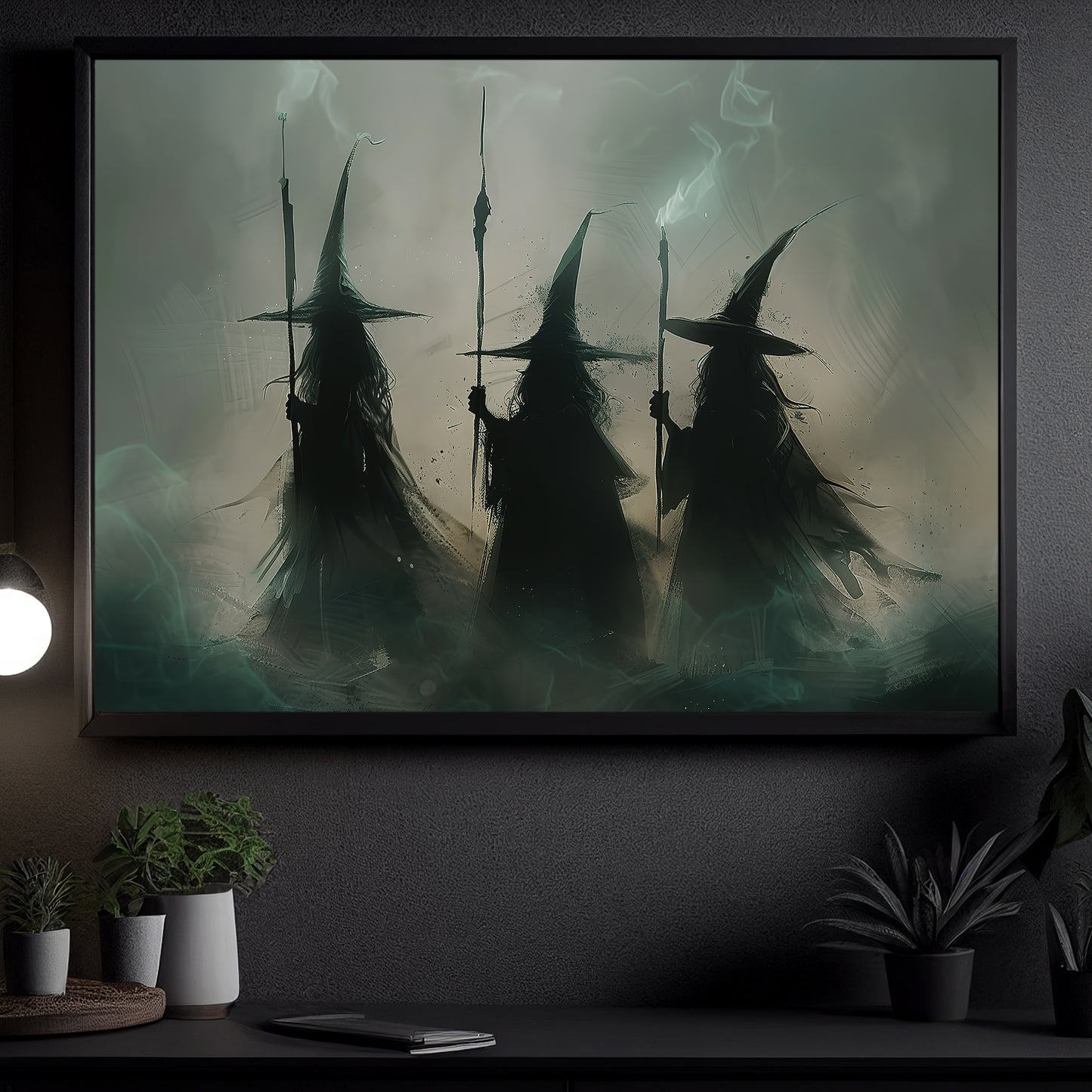 Witches' Conclave, Witch Canvas Painting, Spooky Season Wall Art Decor, Halloween Poster Gift For Witch Lovers