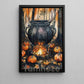 Halloween Witch Cauldron Canvas Painting, Brewing Autumn Magic Wall Art Decor, Spooky Season Poster Gift For Witch Lover