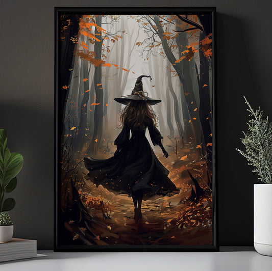 Autumnal Witch's Path, Witches Canvas Painting, Spooky Season Wall Art Decor, Halloween Poster Gift For Witch Lovers