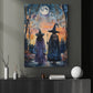 Sorcerers Beneath The Moon, Witches Canvas Painting, Spooky Season Wall Art Decor, Halloween Poster Gift For Witch Lovers