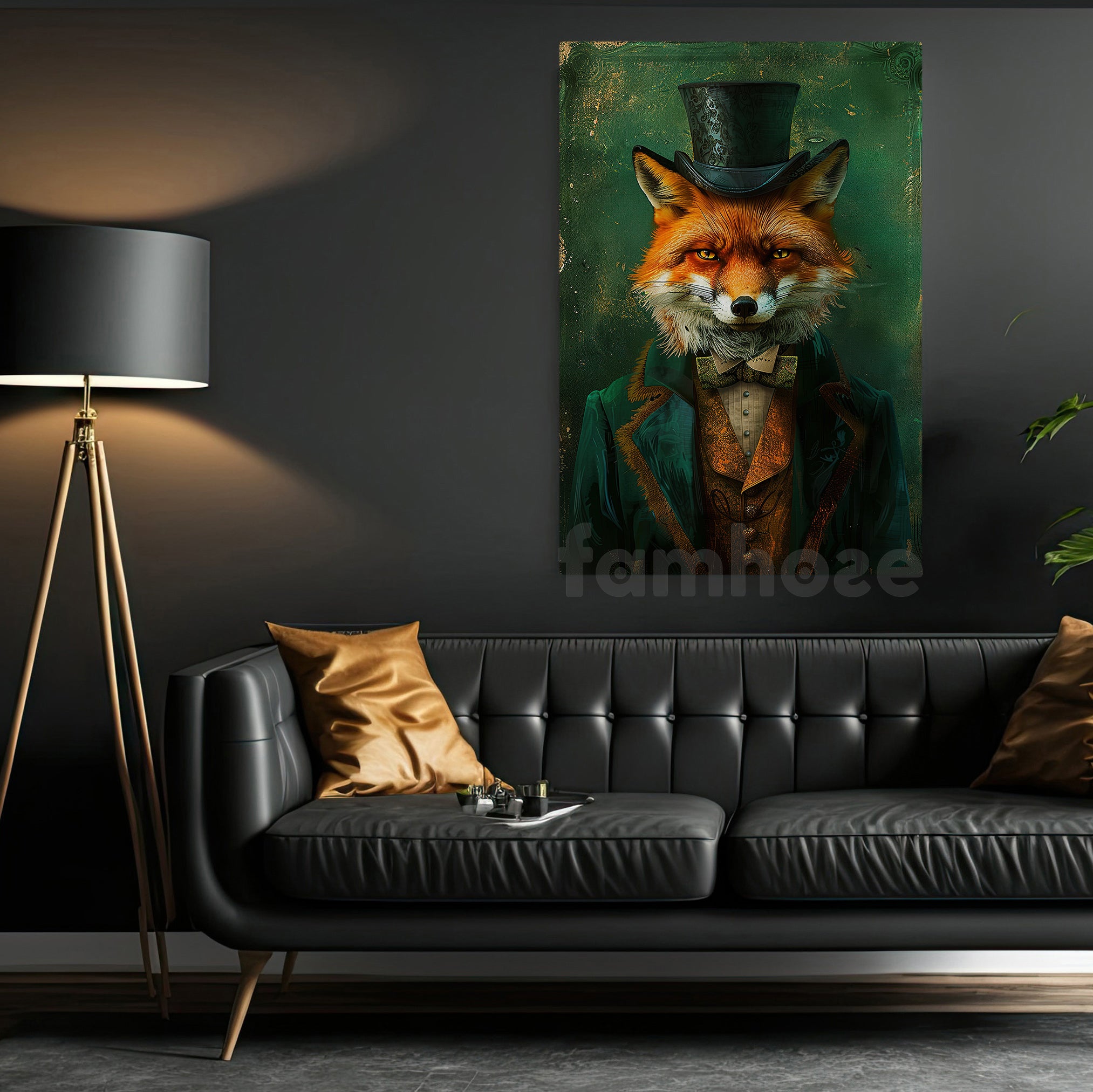 Victorian Fox Canvas Painting, The Dapper Fox Wall Art Decor
