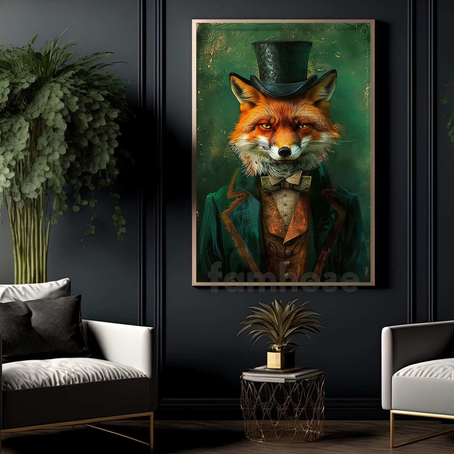 Victorian Fox Canvas Painting, The Dapper Fox Wall Art Decor, Poster Gift For Fox Lovers