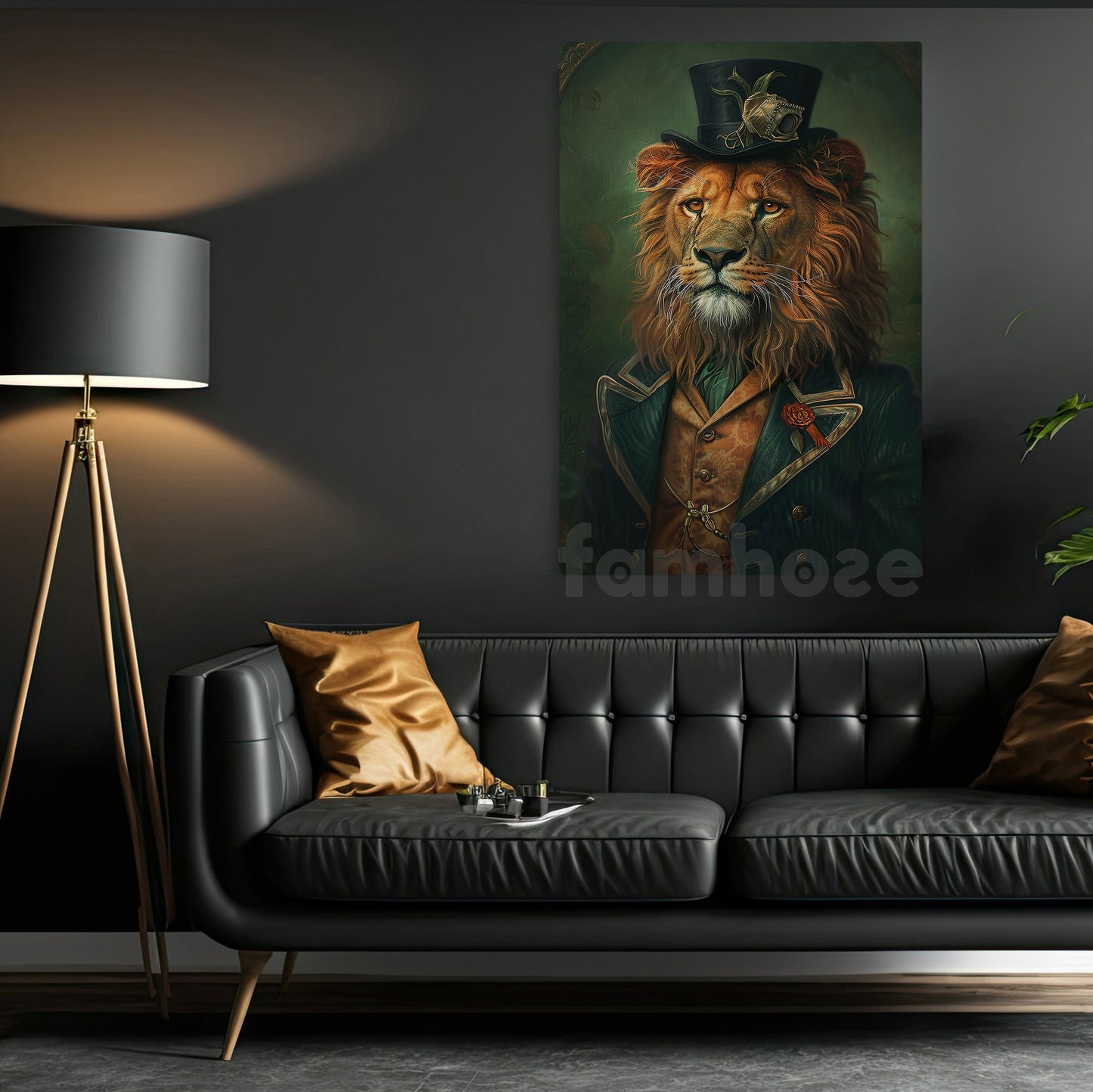 Victorian Lion Canvas Painting, The Aristocratic Lion Wall Art Decor, Poster Gift For Lion Lovers