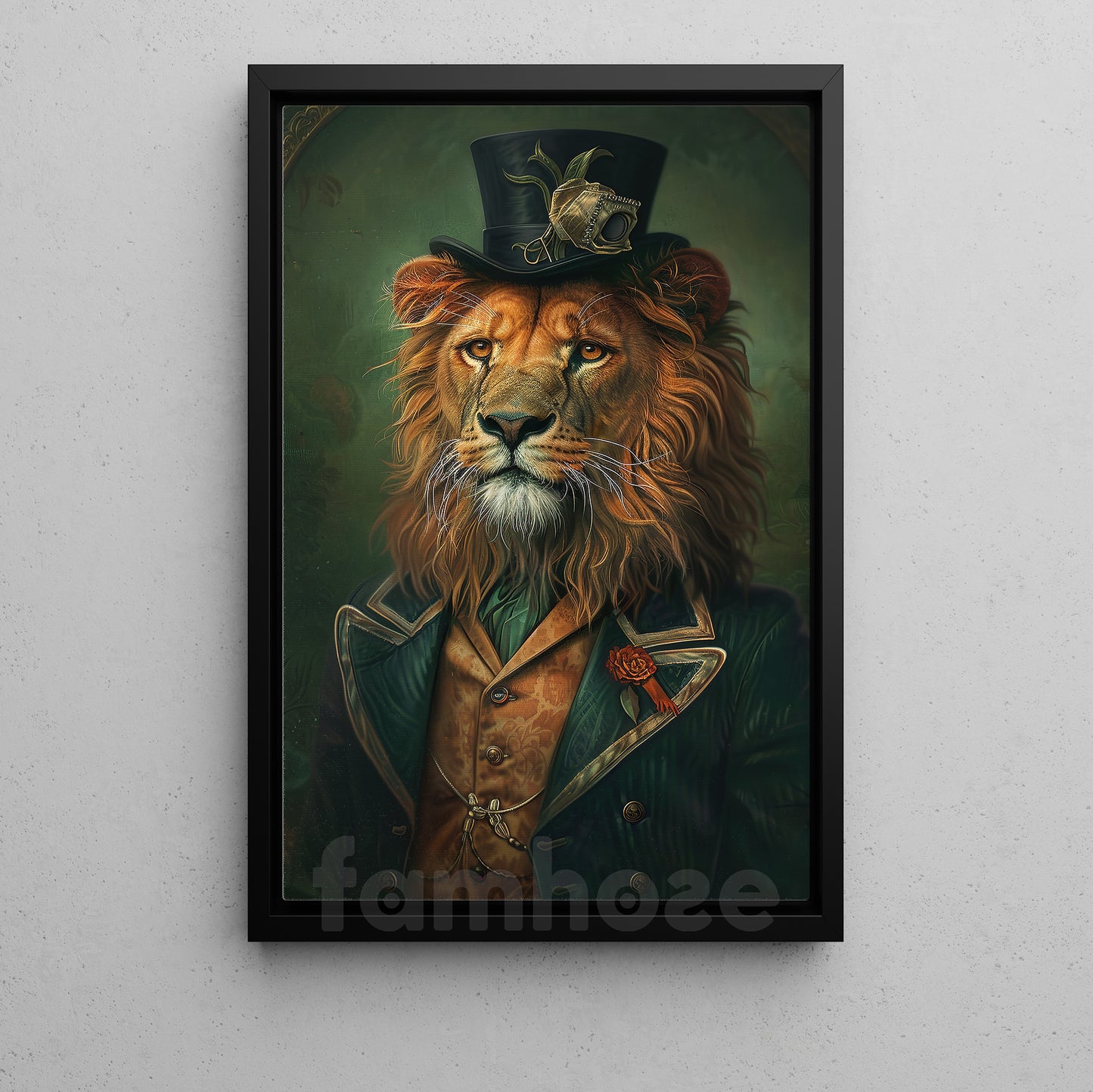 Victorian Lion Canvas Painting, The Aristocratic Lion Wall Art Decor, Poster Gift For Lion Lovers