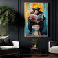 Colourful Toilet Monkey Canvas Painting, Hipster Monkey On Toilet Bathroom Wall Art Decor, Poster Gift For Toilet Lovers, Monkey Lovers